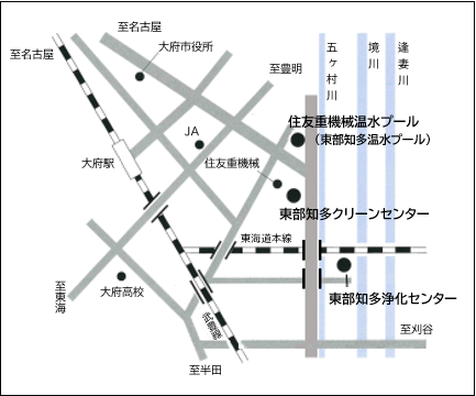 東部知多衛生組合各施設位置図